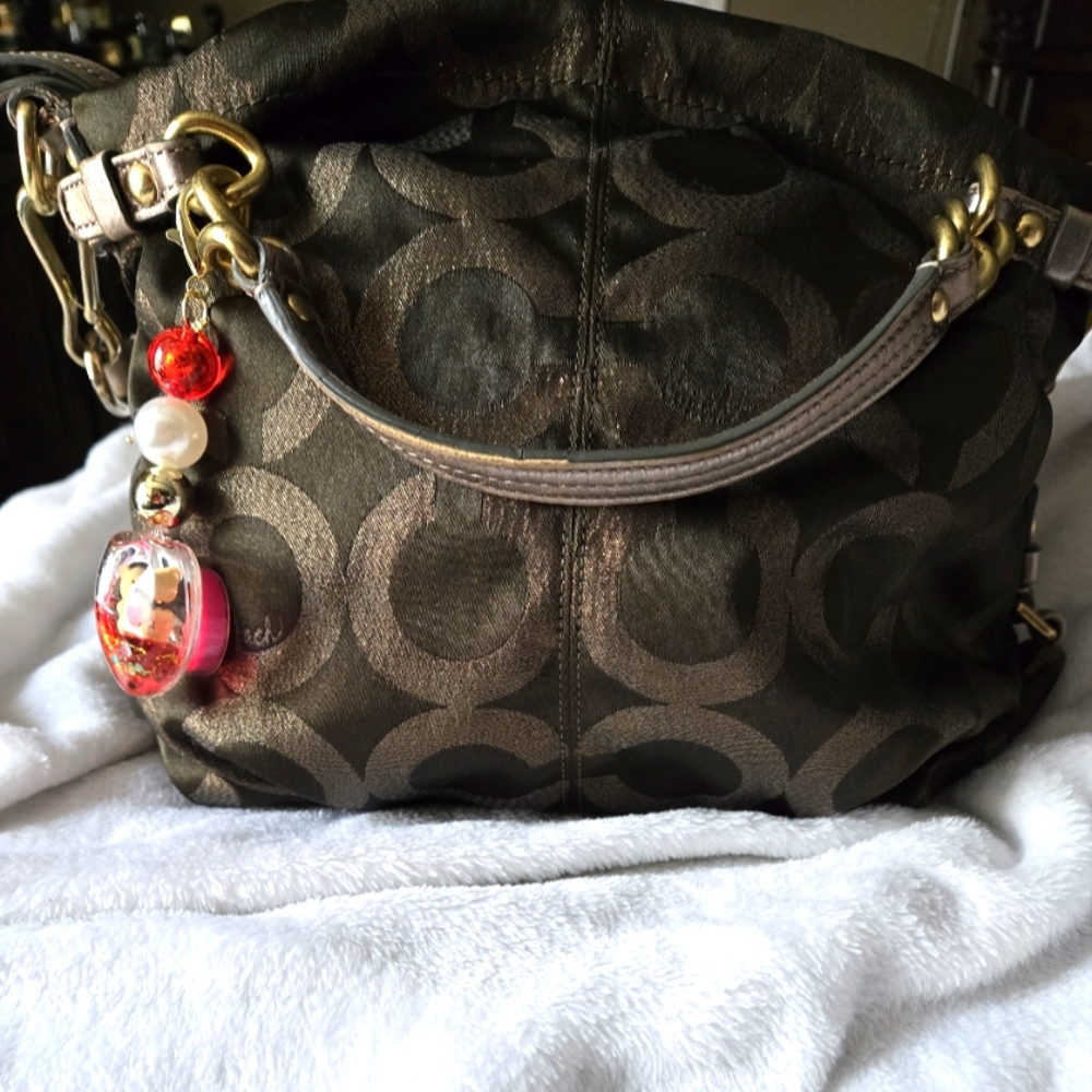 Coach Brown and Gold Shoulder Bag with Luxurious Design